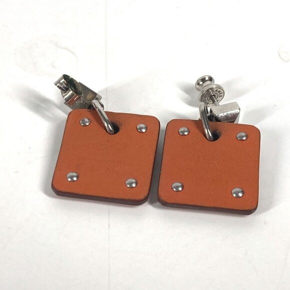 HERMES heart Asdukour PM Accessories Pierce Metal / Leather Silver/Orange Based - Picture 9 of 12